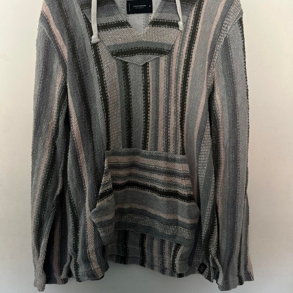Lucky Brand  Striped Baja boho hoodie Soft cotton Hoodie Medium